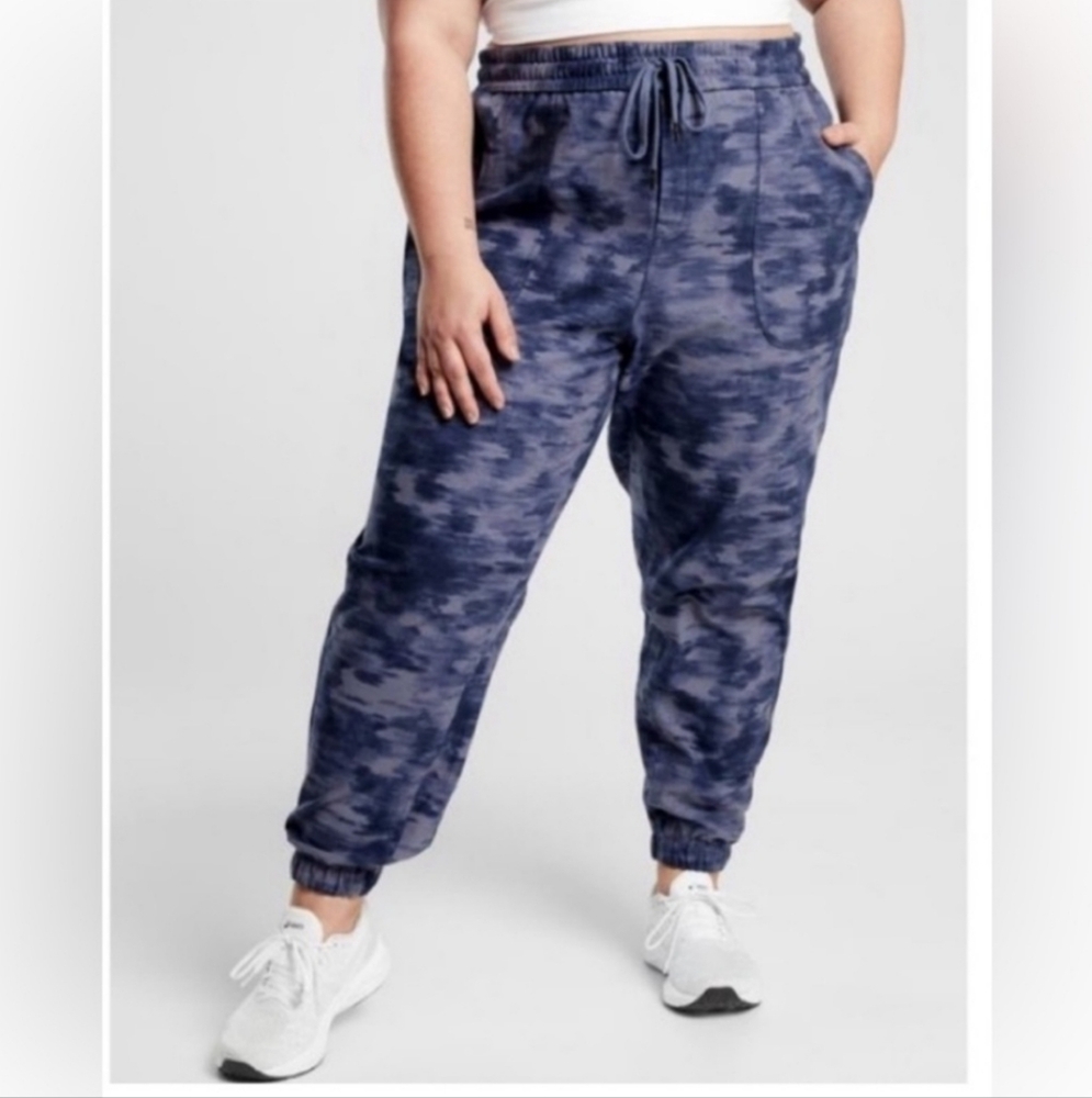 Athleta Farallon Blue Camo Ankle Cozy Joggers Pants Size 26